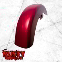 Image 3 of HR3 Wicked Red Denim Motorcycle 18" Front Fender For Harley Touring Models 2014-2023