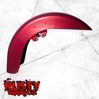 Image 2 of HR3 Wicked Red Denim Motorcycle 18" Front Fender For Harley Touring Models 2014-2023