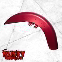 Image 1 of HR3 Wicked Red Denim Motorcycle 18" Front Fender For Harley Touring Models 2014-2023