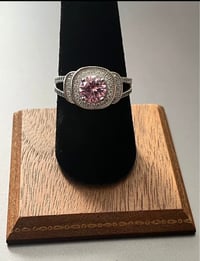 Image 1 of 925 Sterling Silver CZ Halo Ring – Size 8