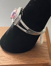 Image 2 of 925 Sterling Silver CZ Halo Ring – Size 8