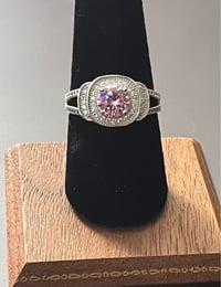 Image 4 of 925 Sterling Silver CZ Halo Ring – Size 8