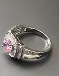 Image 5 of 925 Sterling Silver CZ Halo Ring – Size 8