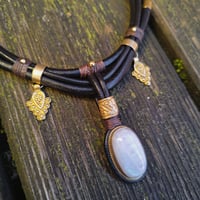 Image 3 of Moonstone Leather Choker Necklace 