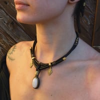 Image 5 of Moonstone Leather Choker Necklace 
