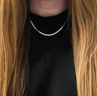 Image 3 of *NEW* Silver Flat Snake Chain Necklace – Stainless Steel Tarnish-Proof Staple Chain