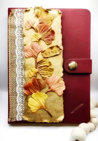 Image 1 of Ginkgo leaves polymerclay journal notebook 