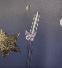 Lilac Glass 'Butterfly' Straw