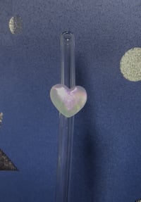 Lilac Iridescent Purple Heart Glass Straw