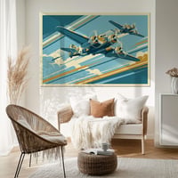 Image 1 of Stampa Fine Art ispirata ad una coppia di SM-79 aerosiluranti - Art Déco inspired aviation 