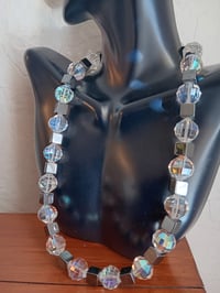 Image 3 of ROCKY CUT SWAROVSKI BEADS WITH HEMATITE CUBES 
