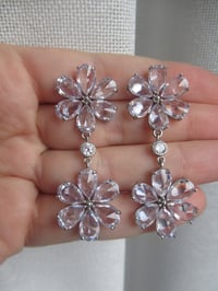 Image 6 of Princess of Wales Inspired Replikate Sparkling Daisy Crystal Drop Statement Earrings