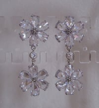Image 1 of Princess of Wales Inspired Replikate Sparkling Daisy Crystal Drop Statement Earrings
