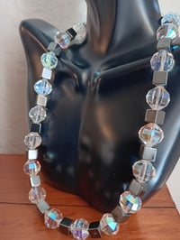 Image 2 of ROCKY CUT SWAROVSKI BEADS WITH HEMATITE CUBES 