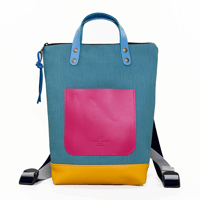 Image 1 of Mochila mini tonos turquesa y fucsia