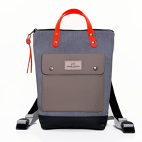 Image 1 of Mochila Slim Solapa Mini DZ  gris con asa naranja