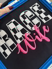 Image 3 of Race wife EMBROIDERED sweatshirt customized with sleeve detail included