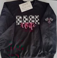 Image 4 of Race wife EMBROIDERED sweatshirt customized with sleeve detail included