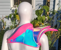 Image 2 of Hot Pink/Pearl/Silver Holo One-Side Shrug. Size Medium