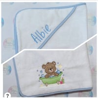Image 1 of 🧸 Embroidered Teddy Bear Bath Towel – Personalised – Boys & Girls