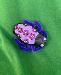 Purple Flower Beetle Brooch
