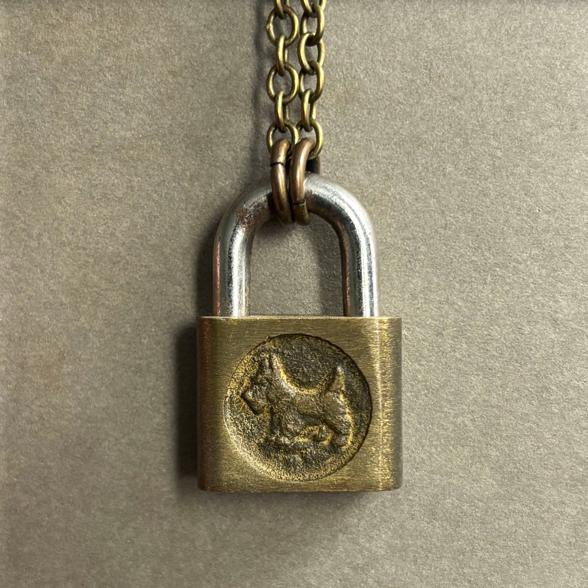 Miniature Scottish Terrier Brass Lock Necklace