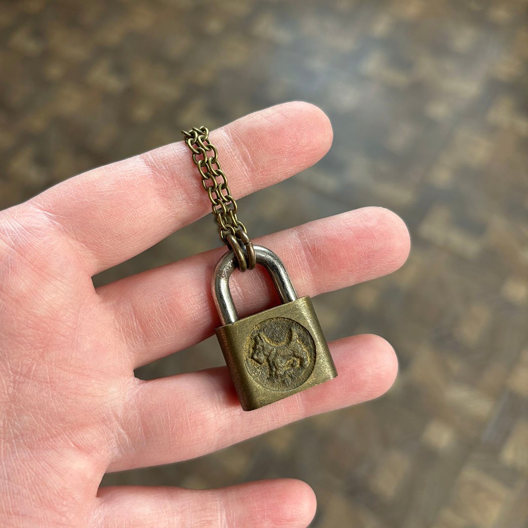 Miniature Scottish Terrier Brass Lock Necklace