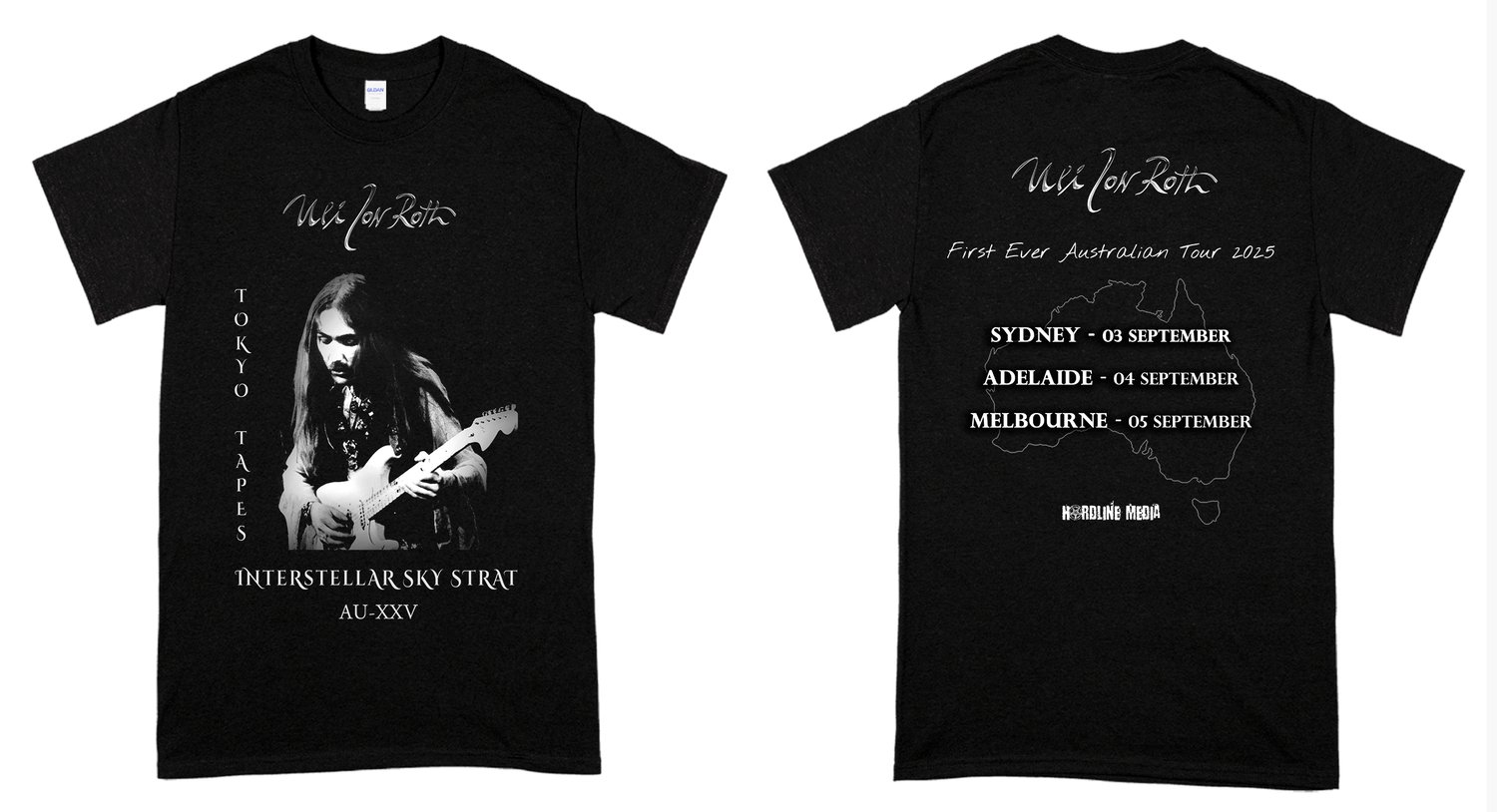 Image of ULI JON ROTH - Interstellar Sky Strat / Tokyo Tapes - BEST OF EARLY SCORPIONS TOUR SHIRT 2025