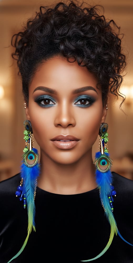 Image of Peacock Tie-Dye Earcuff Earrings