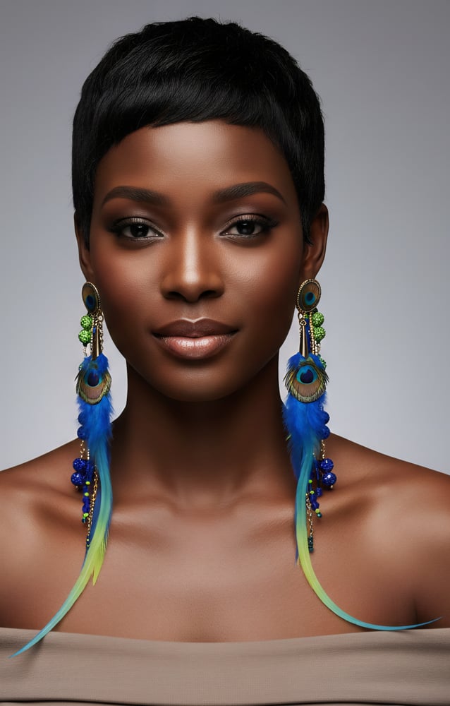 Image of Peacock Tie-Dye Earcuff Earrings