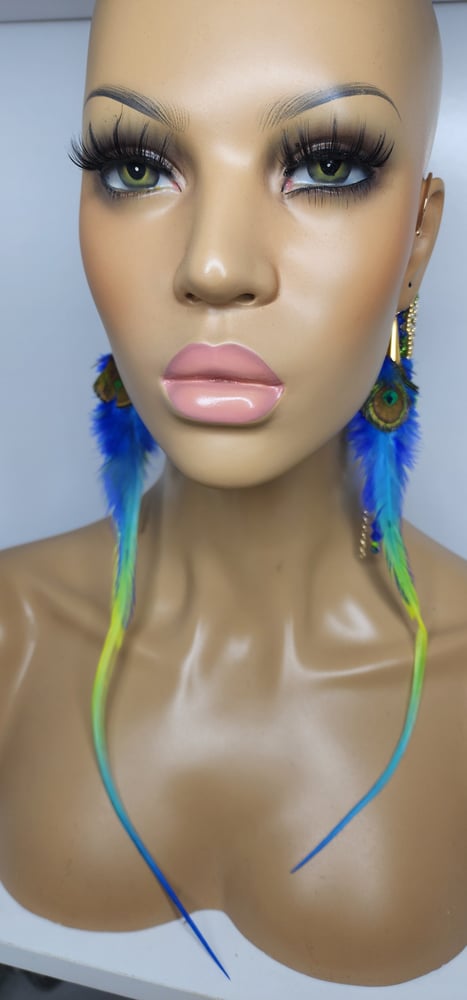 Image of Peacock Tie-Dye Earcuff Earrings