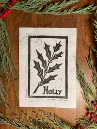 Holly Woodblock Print
