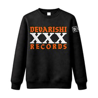 "DEVARISHI XXX RECORDS" Black / Crew Sweatshirt
