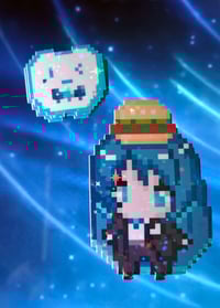 Pixel Art Ado and Hachan Waterproof Vinyl Stickers (Set of 2)