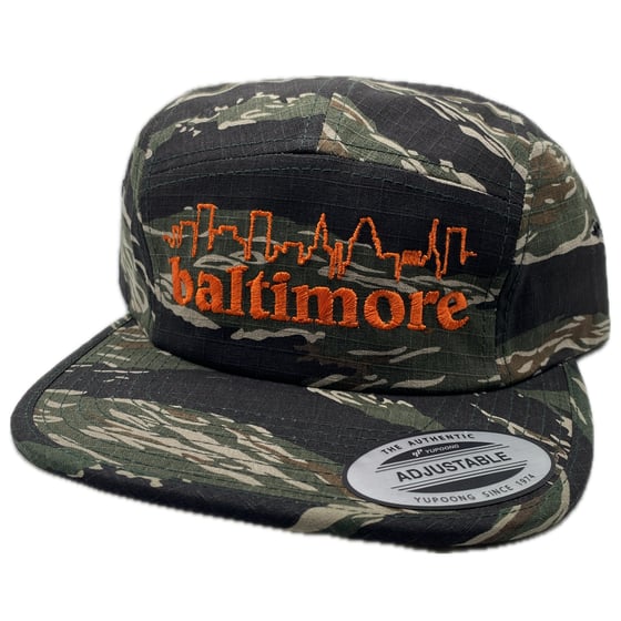 Image of Baltimore Skyline Camper Hat Camo/Orange (free shipping)