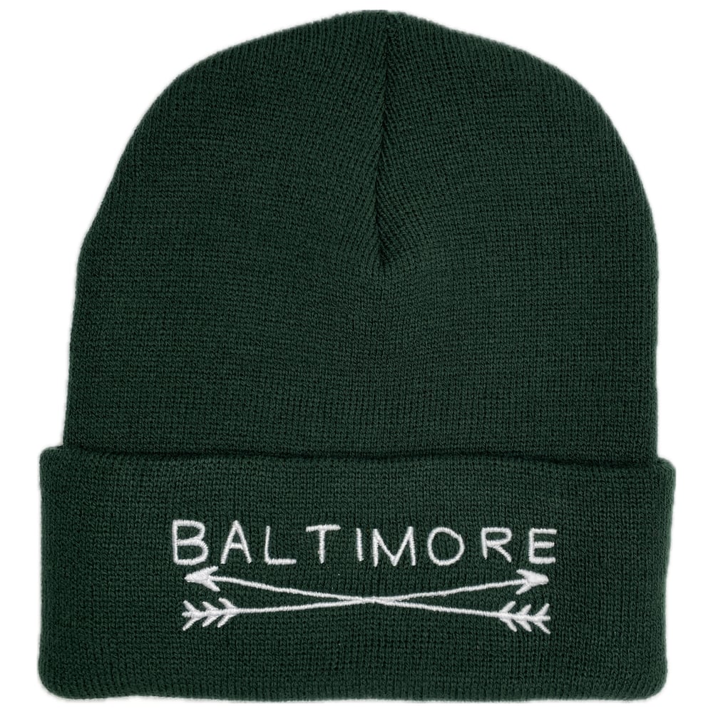 Image of Baltimore Arrows Beanie Forest/White (free shipping)