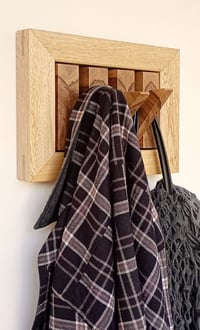 Image 1 of End grain wood coat rack, 3 hooks