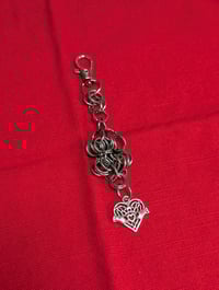 Handmade Jump ring keyring with heart charm (one off) 