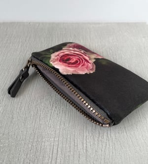 Image of Winter rose, velvet zipper purse - fits cards