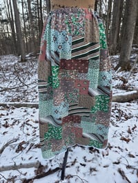 Image 3 of Vintage Cotton Knit Maxi Skirt in Large/XL- Groovy Patchwork 