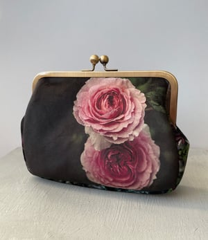 Image of Winter rose, velvet clutch/shoulder bag - roomier size