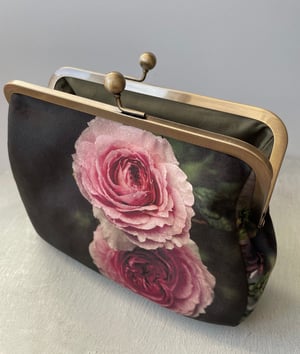 Image of Winter rose, velvet clutch/shoulder bag - roomier size