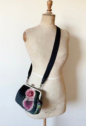 Image of Winter rose, velvet clutch/shoulder bag - roomier size