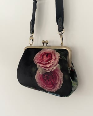 Image of Winter rose, velvet clutch/shoulder bag - roomier size