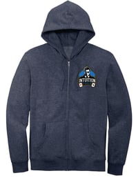 Premium Navy Heather Full Zip Hooded Sweatshirt