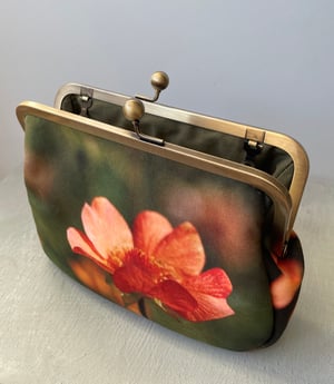 Image of Orange Geum, velvet clutch/shoulder bag - roomier size