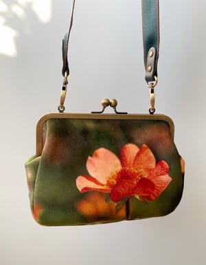 Image of Orange Geum, velvet clutch/shoulder bag - roomier size