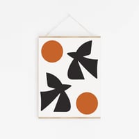 Image 4 of Blackbirds and Sunds Minimalist Wall Art Print - New!