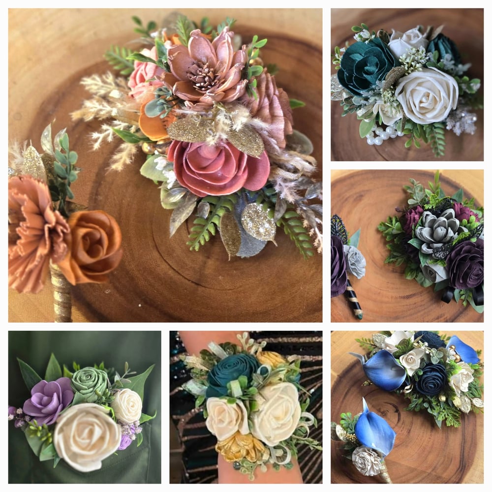 Image of Corsage and Pocket Square Boutonniere Set