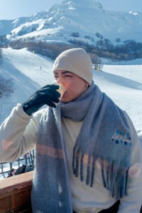 Image 4 of "Let It Snow” Scarf ❄ – Warm Grey